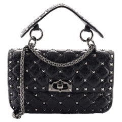Valentino Rockstud Spike Flap Bag Crystal Embellished Quilted Leather Small