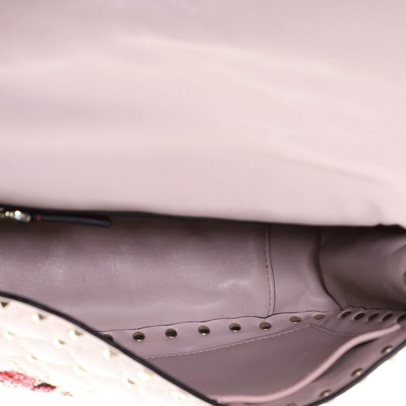 Valentino Rockstud Spike Flap Bag Embroidered Quilted Leather Medium In Good Condition In NY, NY