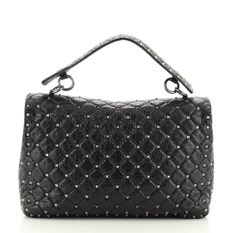 Black Valentino  Rockstud Spike Flap Bag Quilted Leather Large