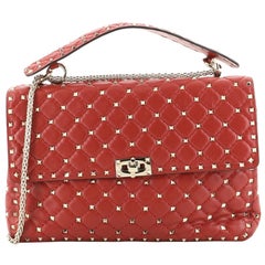 Valentino Rockstud Spike Flap Bag Quilted Leather Large