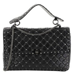 Valentino Rockstud Spike Flap Bag Quilted Leather Large