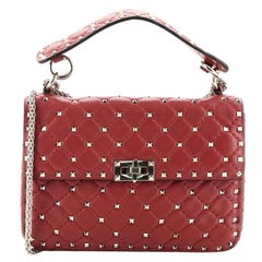 Valentino Rockstud Spike Klappentasche aus gestepptem Leder Medium