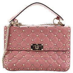 Valentino Rockstud Spike Klappentasche aus gestepptem Leder Medium
