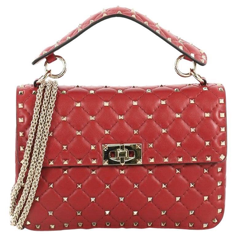 Valentino Rockstud Spike Flap Bag Quilted Leather Medium