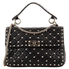 Valentino Roman Stud Top Handle Bag Quilted Leather Medium For Sale at ...