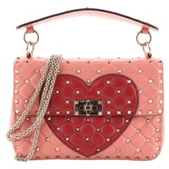 Valentino Rockstud Spike Klappentasche aus gestepptem Leder Medium