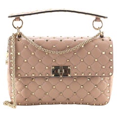 Valentino Rockstud Spike Klappentasche aus gestepptem Leder Medium