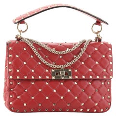 Valentino Rockstud Spike Klappentasche aus gestepptem Leder Medium