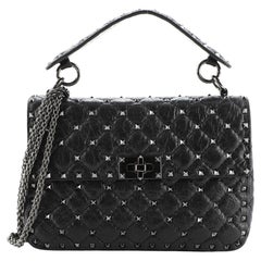 Valentino Rockstud Spike Klappentasche aus gestepptem Leder Medium