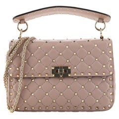 Valentino Rockstud Spike Klappentasche aus gestepptem Leder Medium