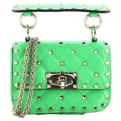 Valentino Rockstud Spike Flap Bag Quilted Leather Micro