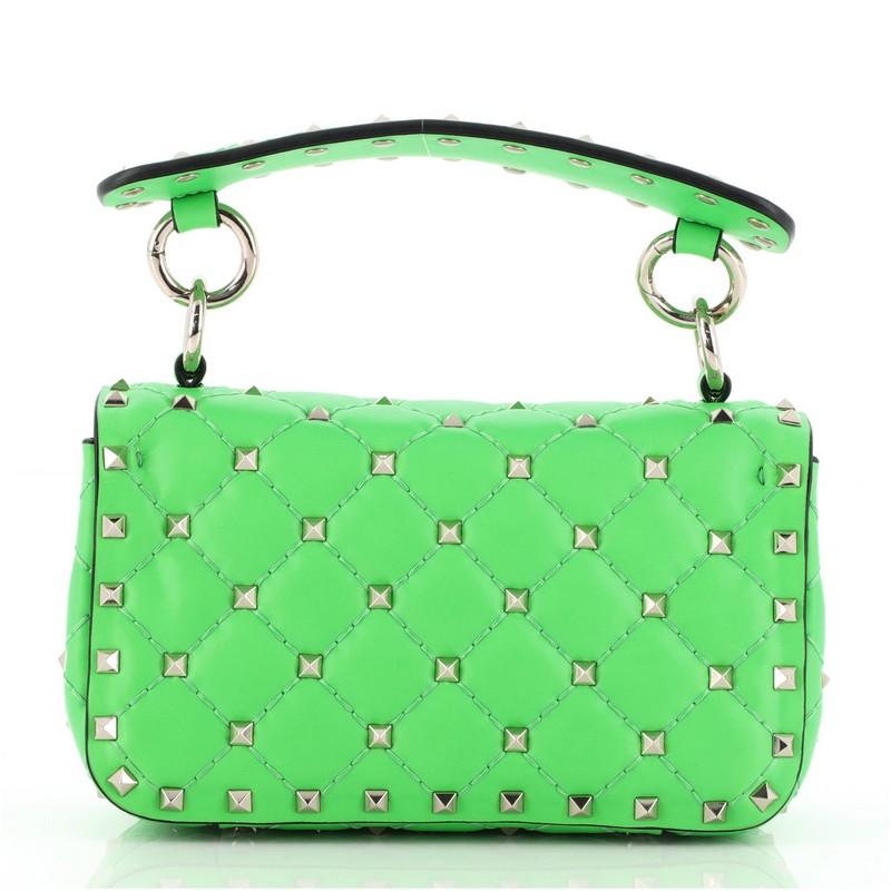 Green Valentino Rockstud Spike Flap Bag Quilted Leather Mini