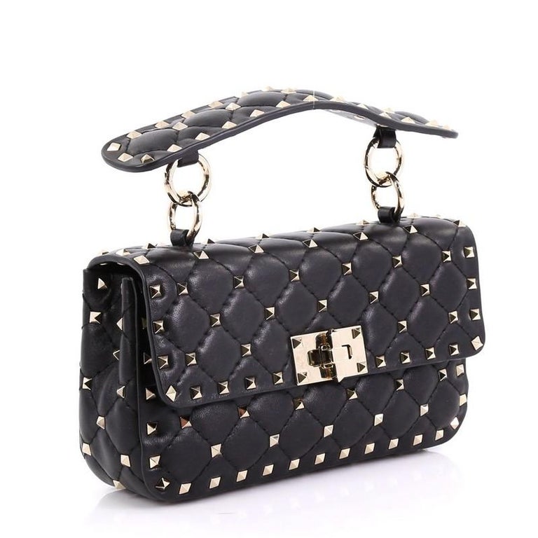 Valentino Rockstud Spike Flap Bag Quilted Leather Small For Sale at 1stdibs