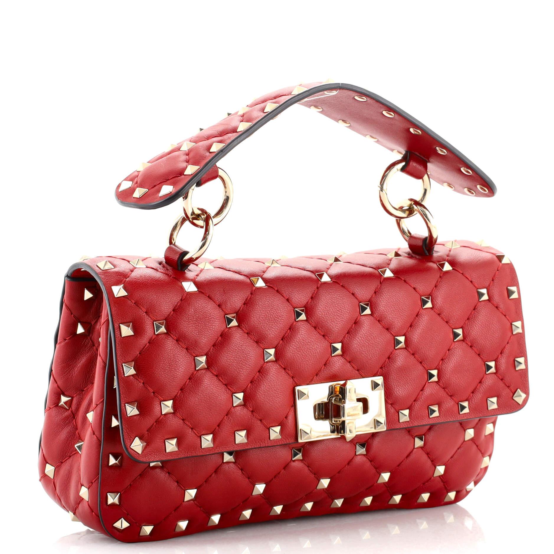 Red Valentino Rockstud Spike Flap Bag Quilted Leather Small