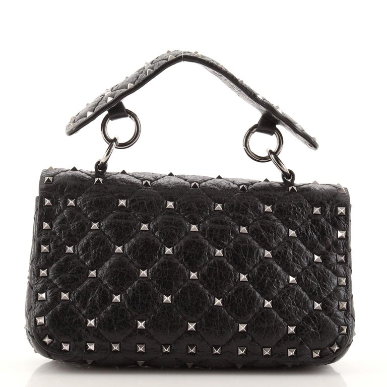 Valentino Rockstud Spike Flap Bag Quilted Leather Small In Good Condition For Sale In New York, NY