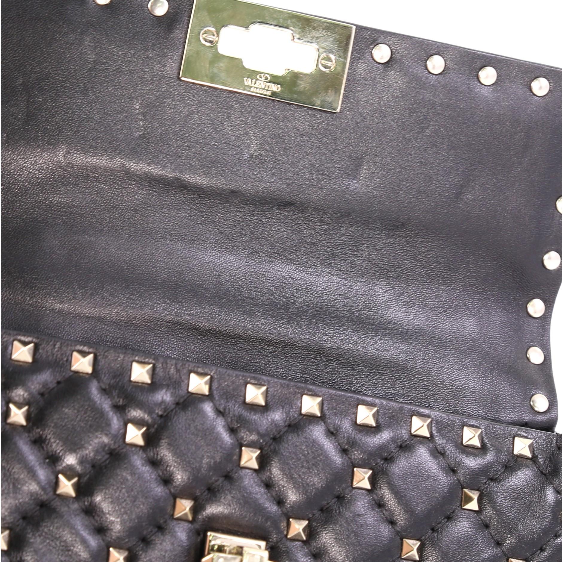 Women's Valentino Rockstud Spike Flap Bag Quilted Leather Small