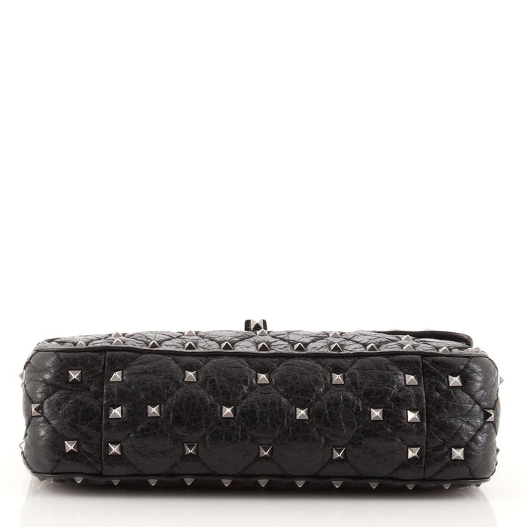 Women's or Men's Valentino Rockstud Spike Flap Bag Quilted Leather Small For Sale