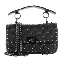 Valentino Rockstud Spike Flap Bag Quilted Leather Small