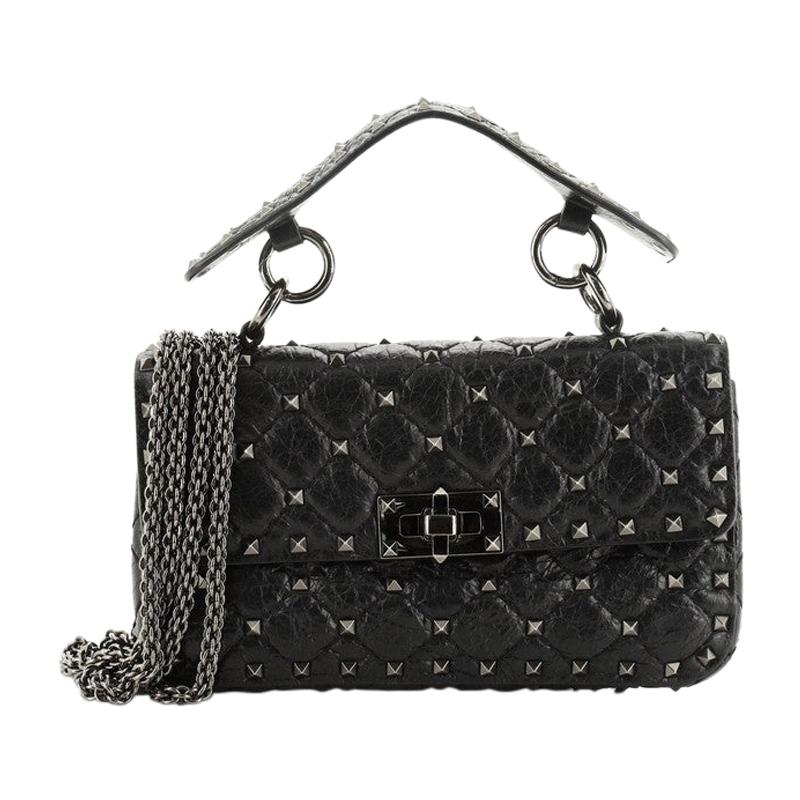 Valentino Rockstud Spike Flap Bag Quilted Leather Small