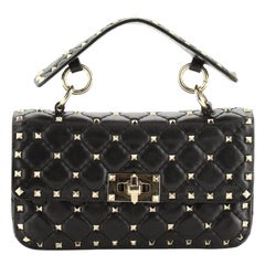 Valentino Rockstud Spike Flap Bag Quilted Leather Small