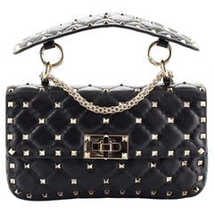 Valentino Rockstud Spike Flap Bag Quilted Leather Small