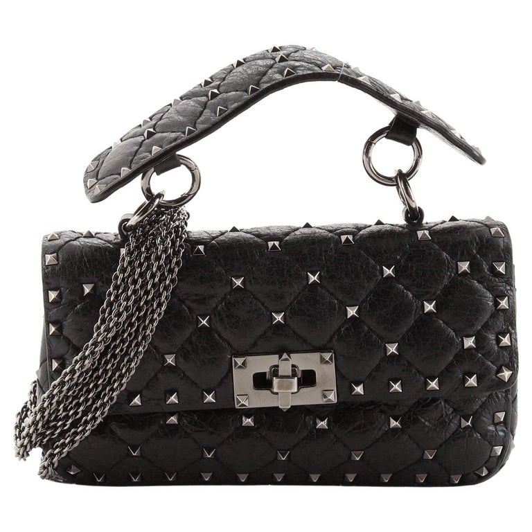 Valentino Rockstud Spike Flap Bag Quilted Leather Small For Sale