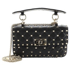 Valentino Rockstud Spike Flap Bag Quilted Leather Small