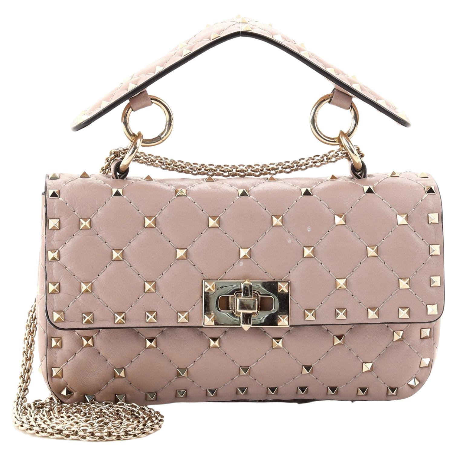 Valentino Demilune Flap Satchel Leather with Studded Applique Small at ...