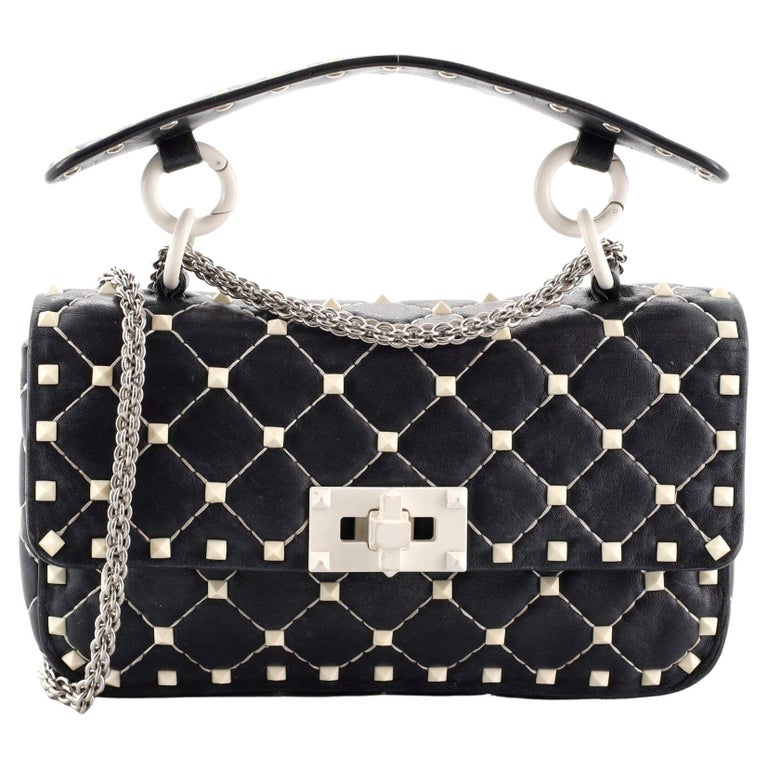 Valentino Rockstud Spike Flap Bag Quilted Leather Small For Sale at 1stDibs