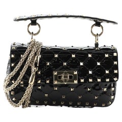 Valentino Rockstud Spike Flap Bag Quilted Patent Small
