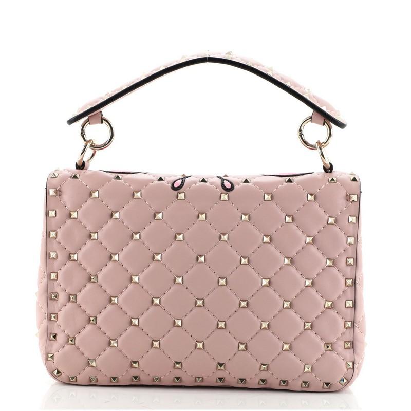 Valentino Rockstud Spike Flap Bag Quilted Printed Leather Medium In Good Condition In NY, NY