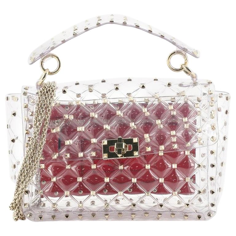 Valentino Rockstud Spike Flap Bag Quilted PVC Medium