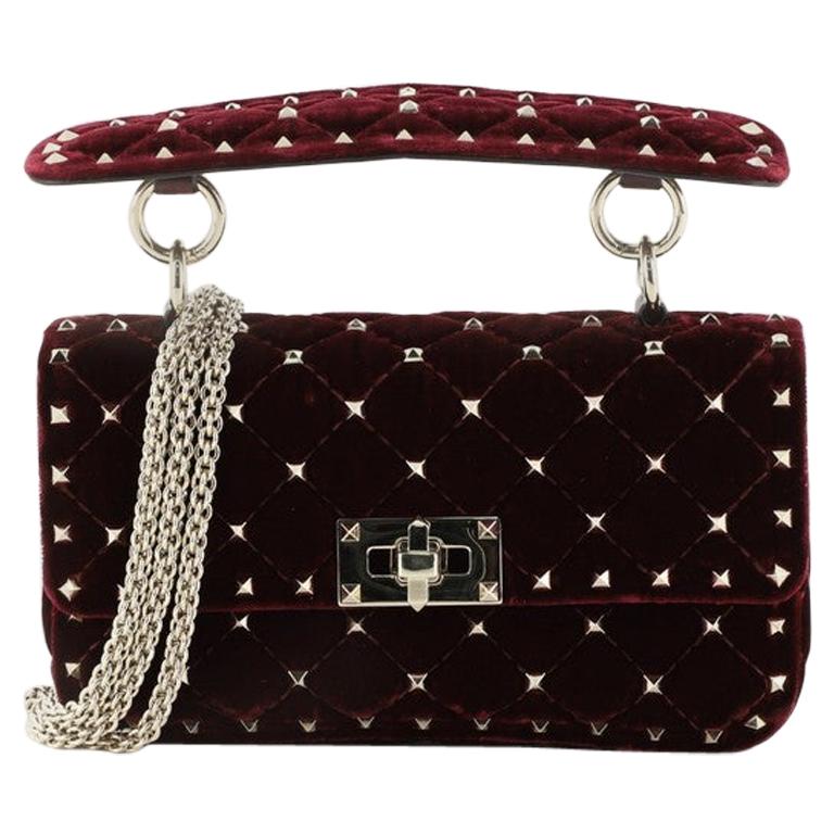 Valentino Rockstud Spike Flap Bag Quilted Velvet Small at 1stDibs