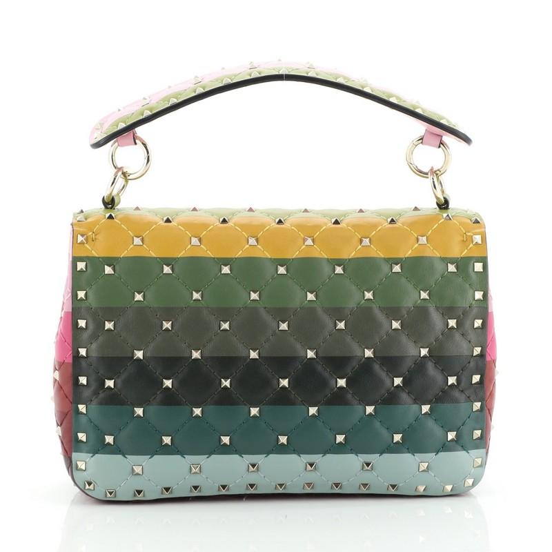 Valentino Rockstud Spike Flap Tasche gestreiftes gestepptes Leder Medium im Zustand „Gut“ in NY, NY
