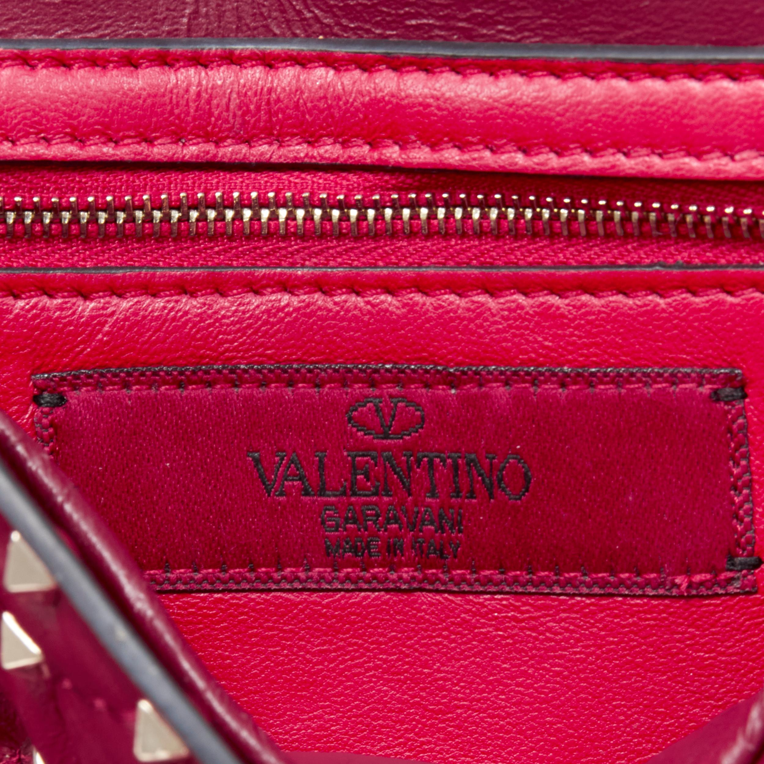 VALENTINO Rockstud Spike Medium Rouge dark red gold studded crossbody flap bag 4
