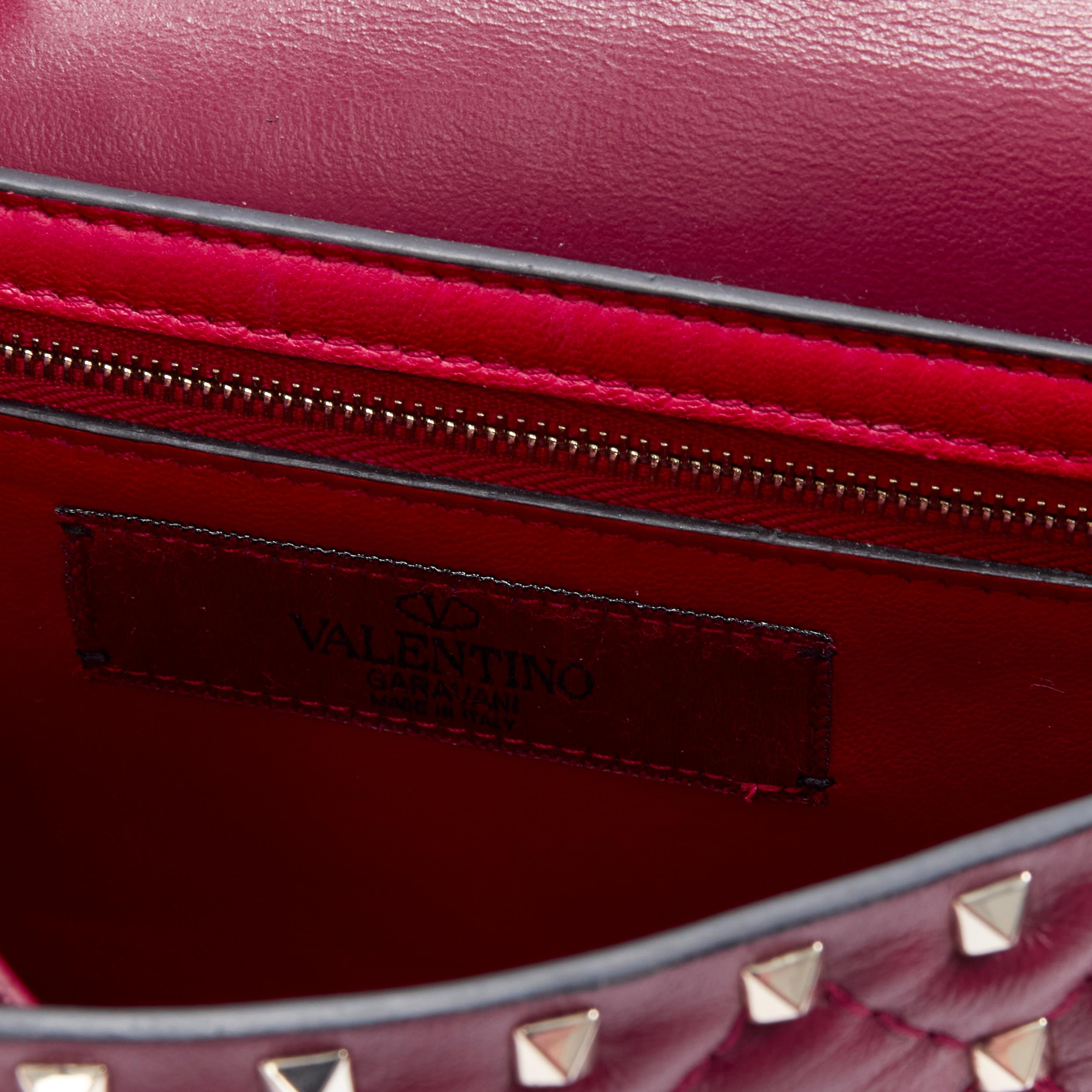 VALENTINO Rockstud Spike Medium Rouge dark red gold studded crossbody flap bag 5
