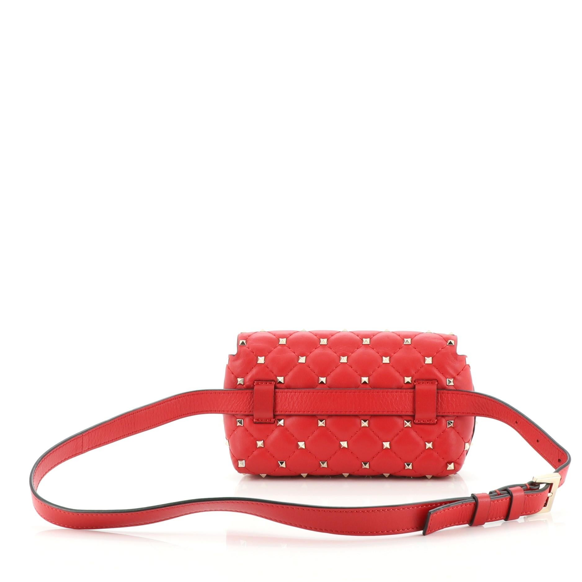 Red Valentino Rockstud Spike Turnlock Belt Bag Quilted Leather