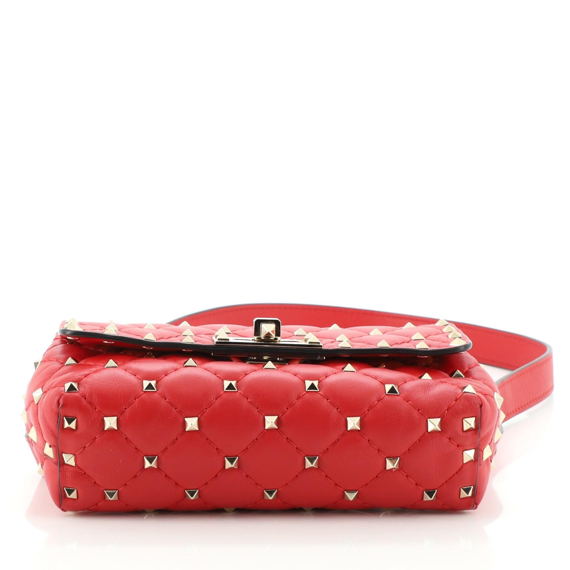 Valentino Rockstud Spike Turnlock Belt Bag Quilted Leather In Good Condition In NY, NY