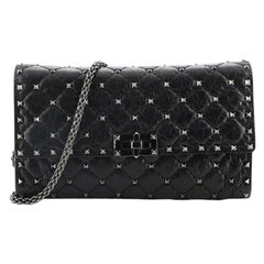 Valentino Rockstud Spike Wallet on Chain Quilted Leather Small Valentino Rockstud Spike Wallet on Chain Quilted Leather Small