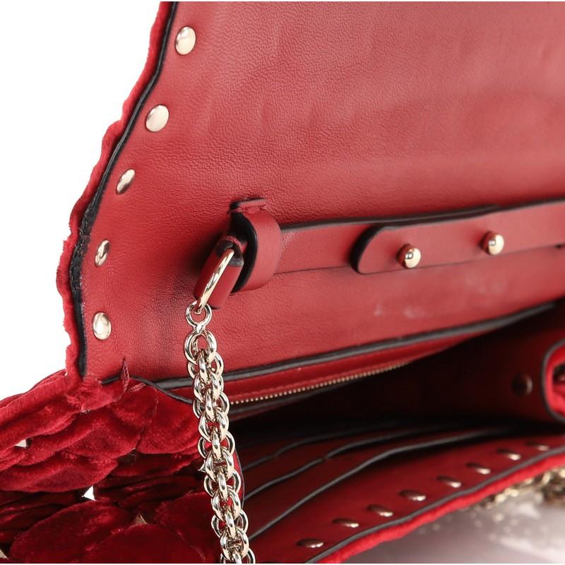 Valentino Rockstud Spike Wallet on Chain Quilted Velvet Small 2