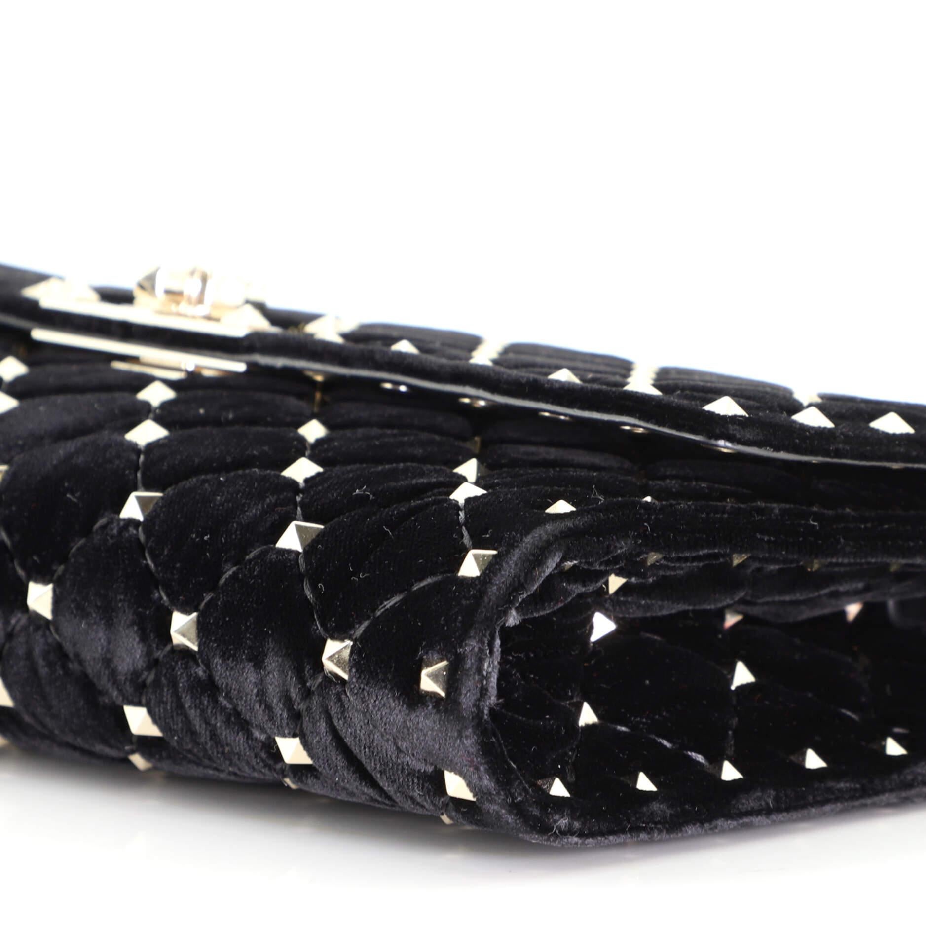 Valentino Rockstud Spike Wallet on Chain Quilted Velvet Small 3