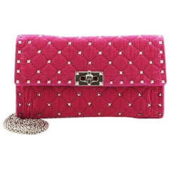 Valentino Rockstud Spike Wallet on Chain Quilted Velvet Small