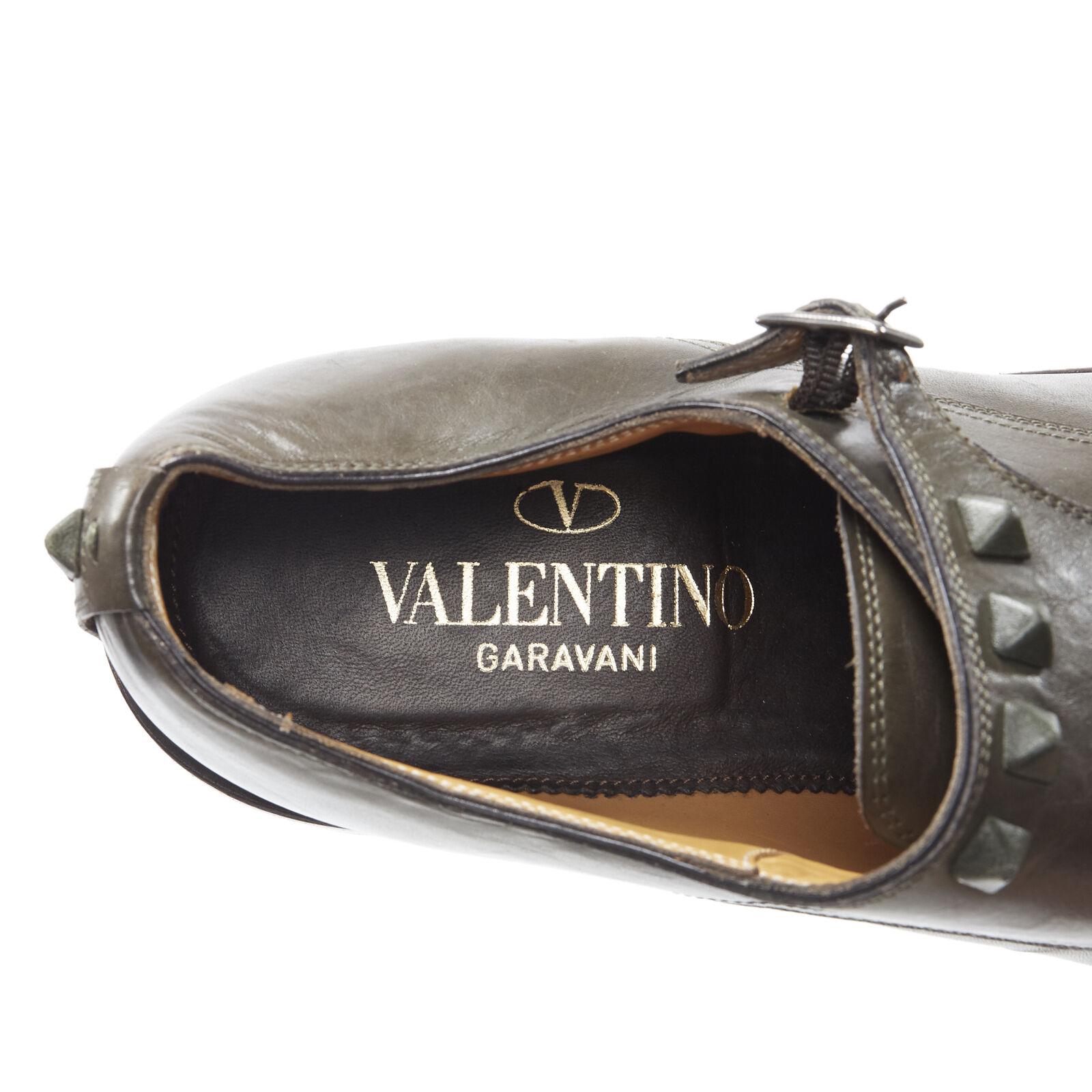 VALENTINO Rockstud stud embellished strap dual buckle monk brogue loafer EU42 For Sale 6