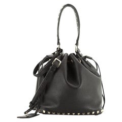 Valentino  Rockstud Top Handle Bucket Bag Leather Small