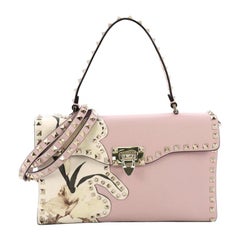 Valentino Rockstud Top Handle Satchel Printed Leather Medium