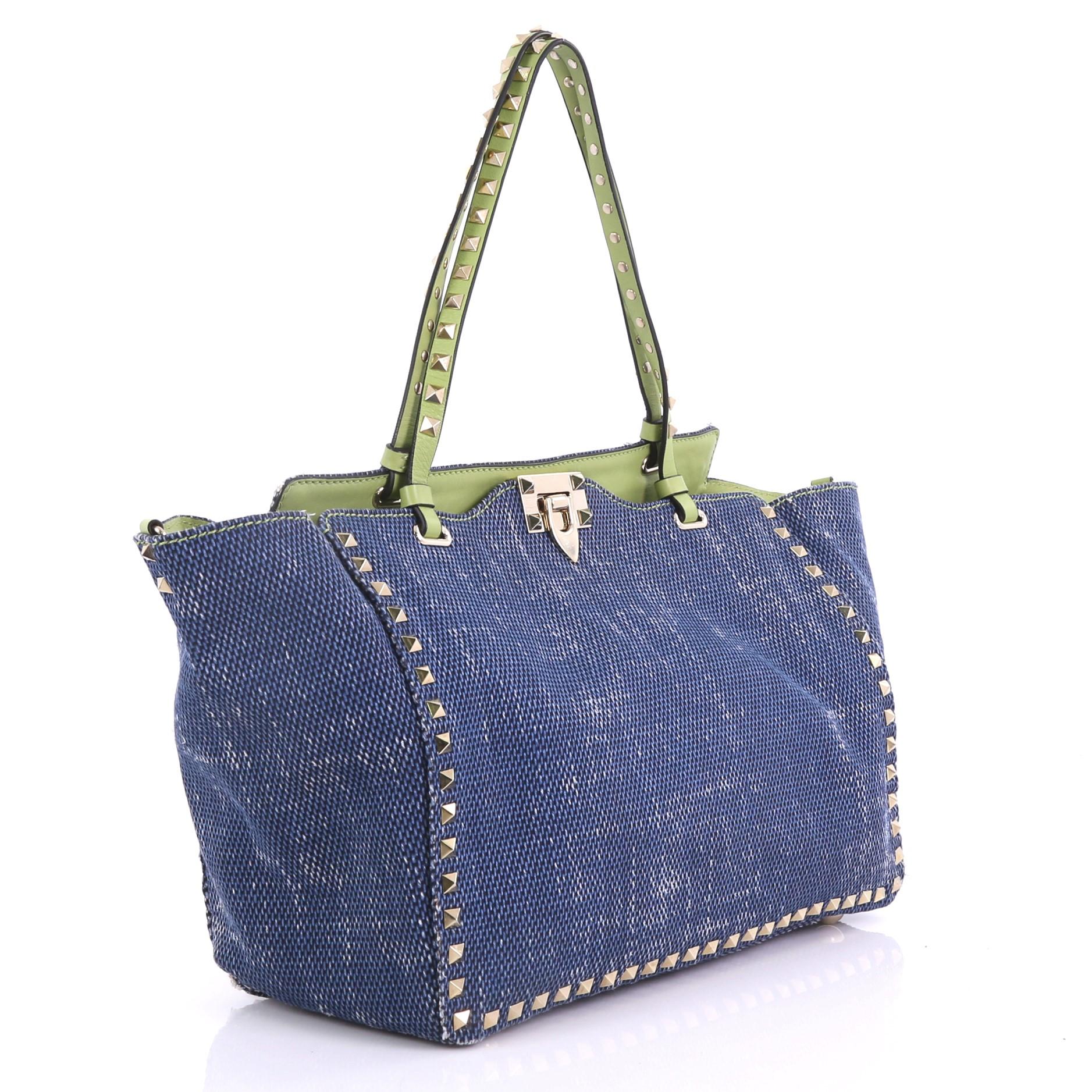 Women's Valentino Rockstud Tote Denim Medium