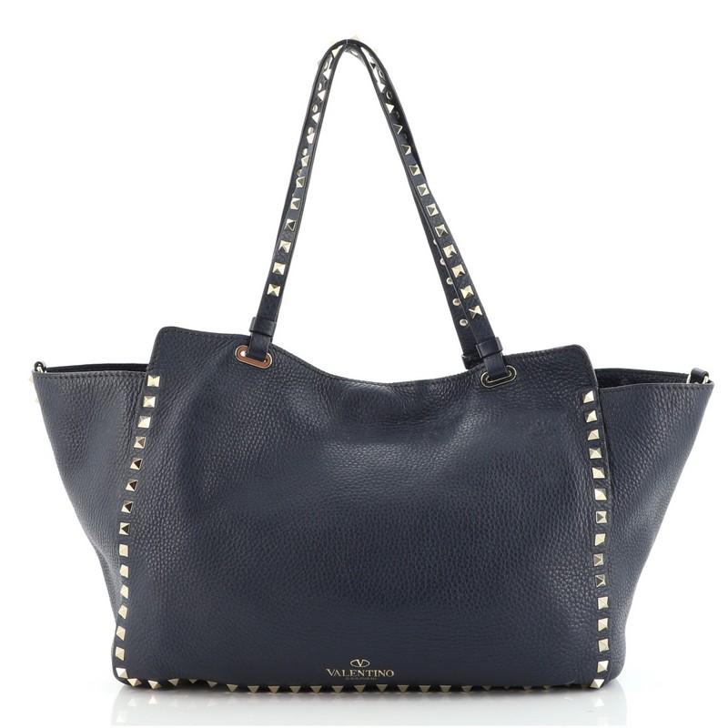 Valentino Rockstud Tote Pebbled Leather Medium In Good Condition In NY, NY