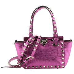 Valentino Rockstud Tote en cuir pebbled Micro