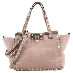 Valentino Rockstud Tote aus gekörntem Leder Mini