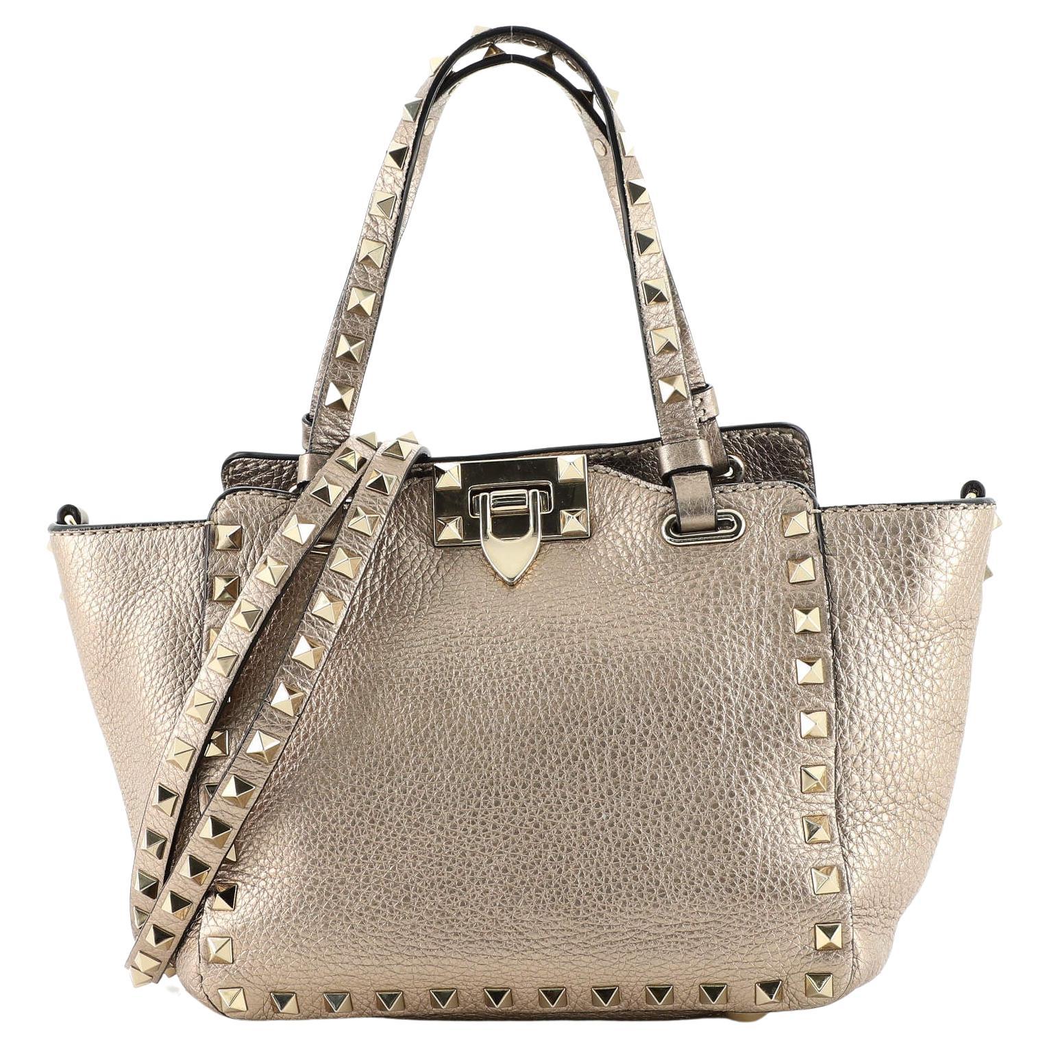 Valentino Rockstud Tote Pebbled Leather Mini For Sale at 1stDibs